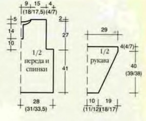 Пуловер с карманами и молнией – вязание спицами по схеме